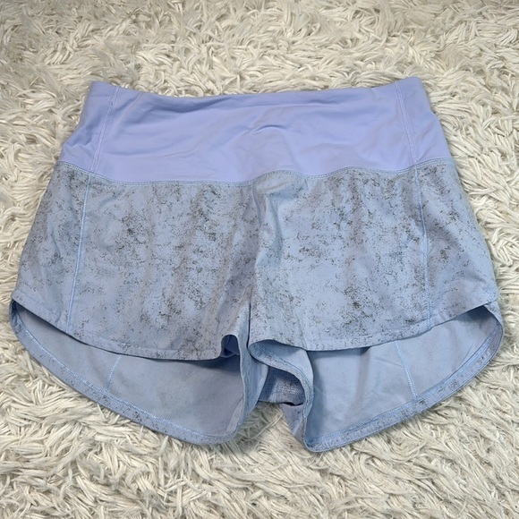 Lululemon Speed Up Mid-Rise Lined Short 4" Gravel Dust Pastel Blue Multi - Picture 1 of 6